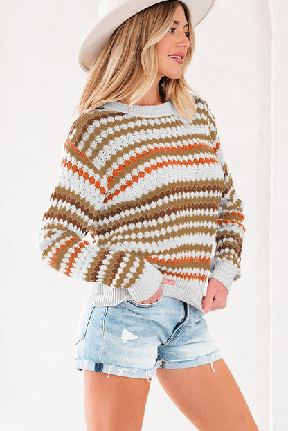 ~PREORDER~ Autumn Spice Striped Eyelet Knit Sweater ~PREORDER~
