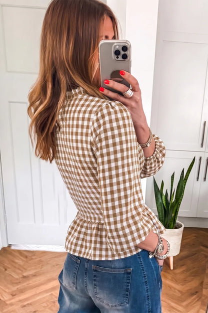 ~PREORDER~ Sweet on Gingham Shirred Peplum Top ~PREORDER~