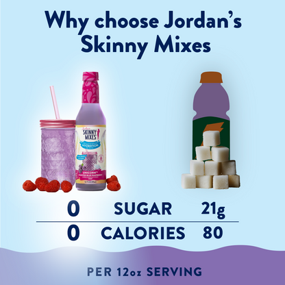 Jordan’s Skinny Mixes Unicorn Frosted Blue Raspberry Hydration Syrup – Zero Sugar Electrolyte Drink Mix