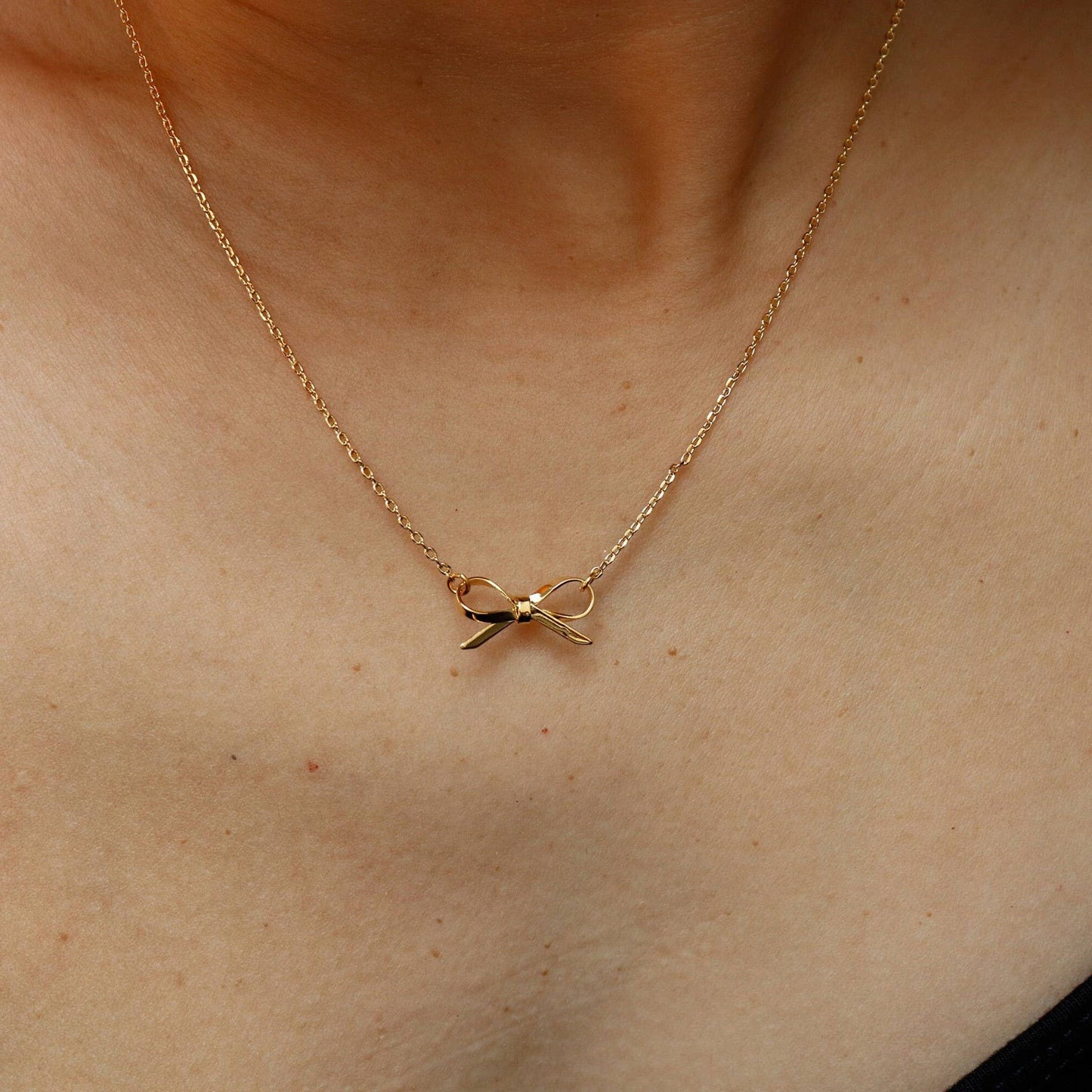 Golden Grace Bow Necklace | 18K Gold Stainless Steel Tarnish-Free Pendant Necklace