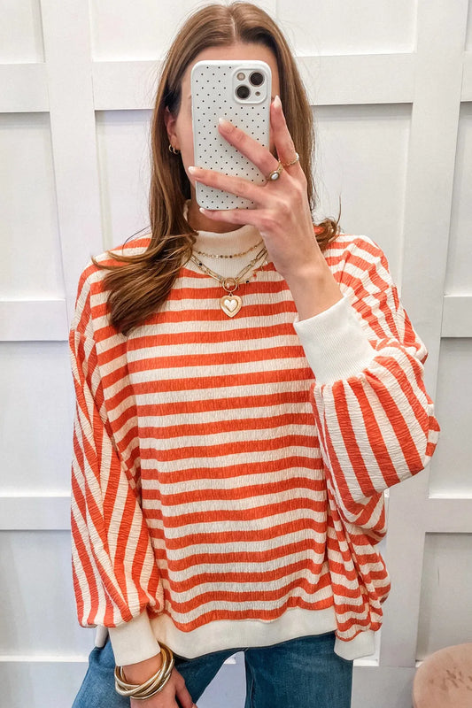 ~PREORDER~ Sunset Texture Orange Stripe Oversized Top ~PREORDER~