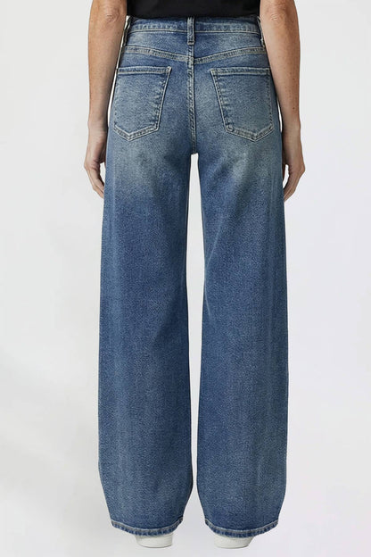 Kayla High Rise Wide Leg Jeans | YMI Premium Stretch Light Wash Denim