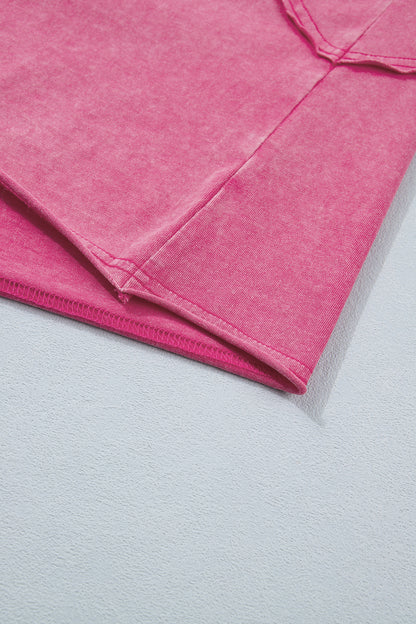 ~PREORDER ~ Pink Mineral Wash Lace Trim Cap Sleeve Top ~PREORDER ~