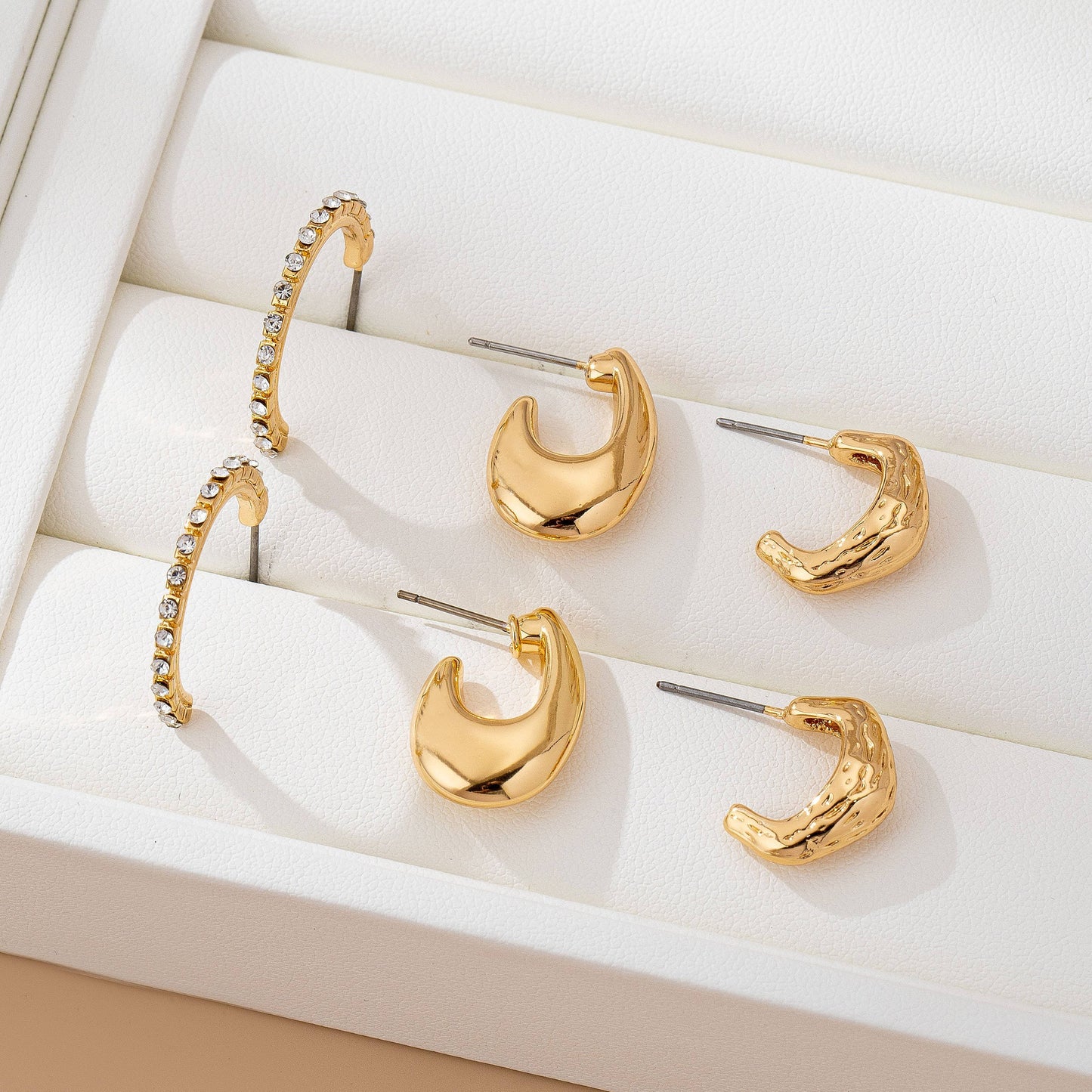 Golden Glow Hoop Earring Set | Hypoallergenic Gold Huggie & Dome Hoop Earrings