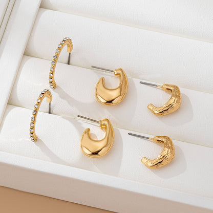 Golden Glow Hoop Earring Set | Hypoallergenic Gold Huggie & Dome Hoop Earrings