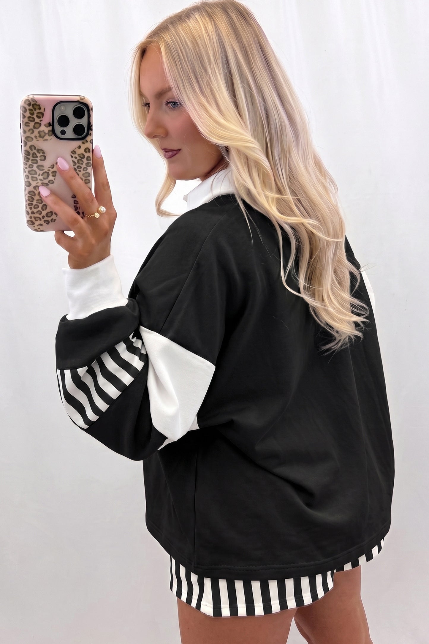 ~PREORDER~ Striped Color Block Pullover Top & Drawstring Shorts Set ~PREORDER~