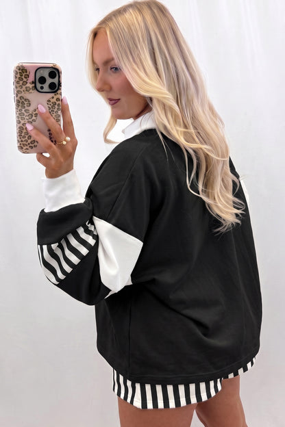 ~PREORDER~ Striped Color Block Pullover Top & Drawstring Shorts Set ~PREORDER~