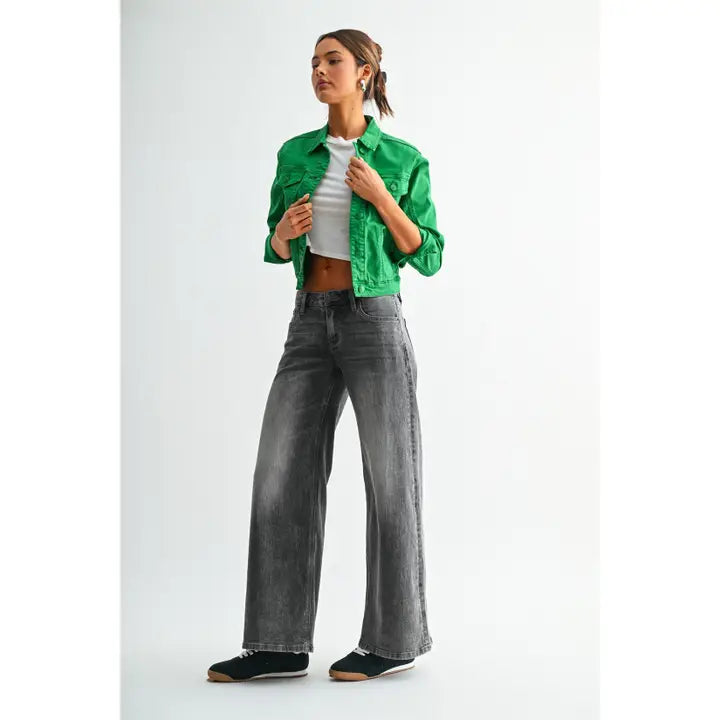 Mica Denim Low & Loose Wide Leg Jeans | Grey Wash Relaxed Denim