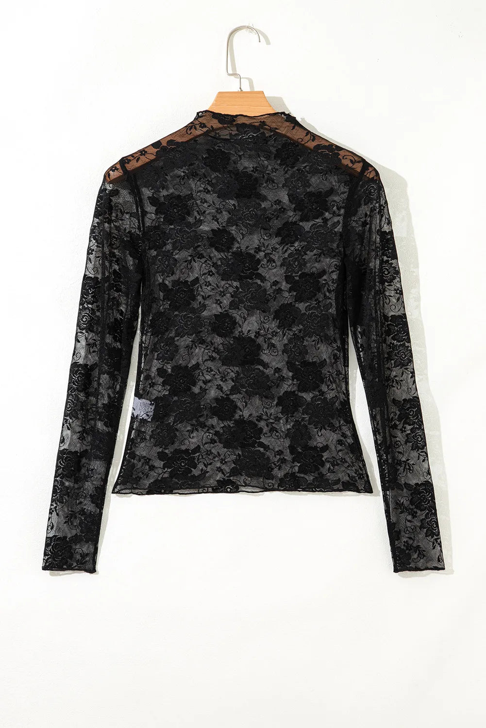 Midnight Rose Lace Mesh Long Sleeve Top
