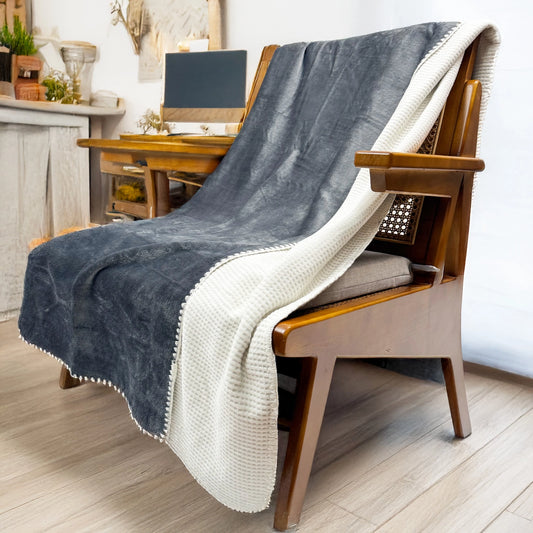 The Fluffery — Ultra-Soft Milk Flannel Velvet Waffle Weave Throw Blanket (50"x60")