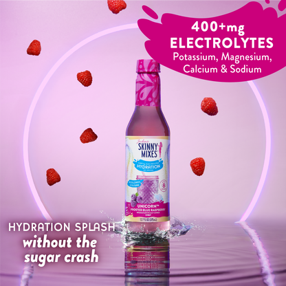 Jordan’s Skinny Mixes Unicorn Frosted Blue Raspberry Hydration Syrup – Zero Sugar Electrolyte Drink Mix