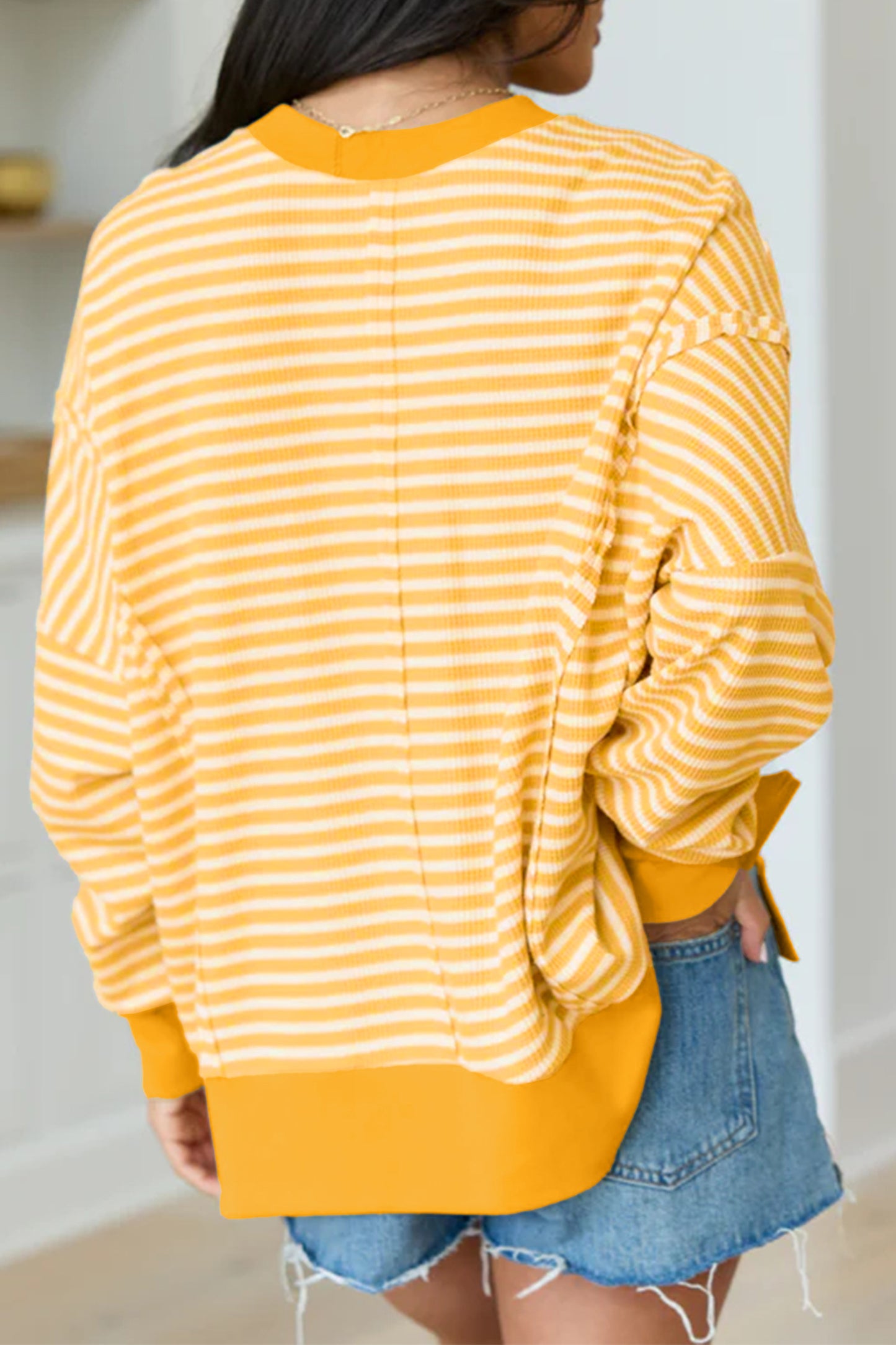 ~PREORDER~ Easy Stripe Textured Knit Split Hem Top ~PREORDER~