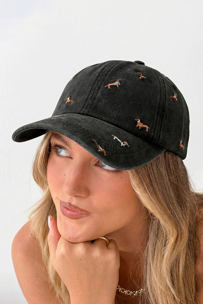 Bristol Black Dachshund Embroidered Baseball Cap – Cute Dog Washed Adjustable Hat