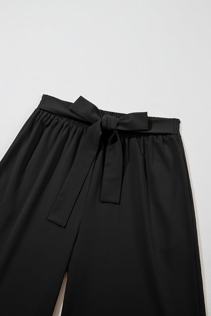 Midnight Tie-Front Wide Leg Pants