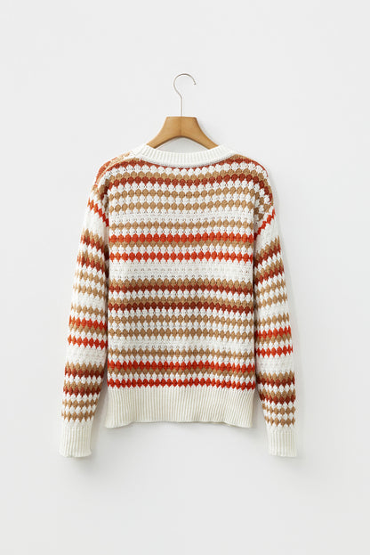 ~PREORDER~ Autumn Spice Striped Eyelet Knit Sweater ~PREORDER~