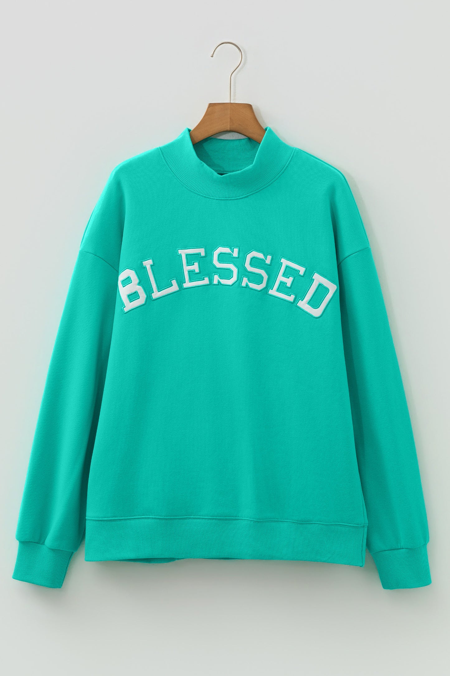Blessed & Cozy Oversized Mock Neck Sweatshirt | Pink or Sea Green