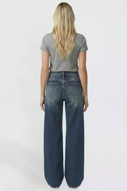 Kayla High Rise Wide Leg Jeans | YMI Premium Stretch Light Wash Denim