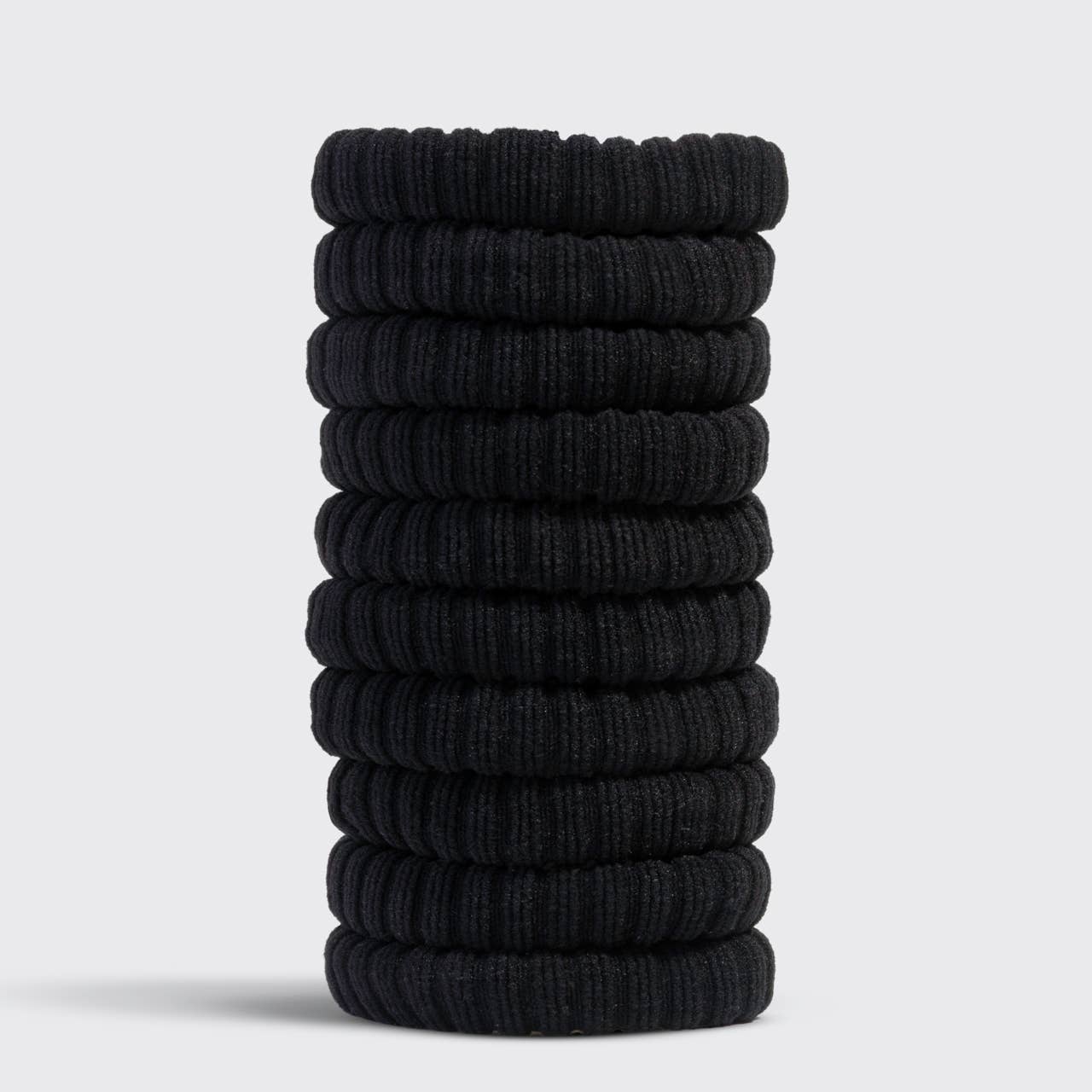 Recycled Fabric Ribbed Hair Elastics 10pc Set - Black by kitsch