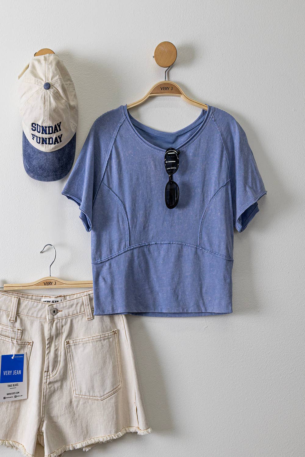 VERY JEAN Mineral Washed Denim Frayed Hem Shorts