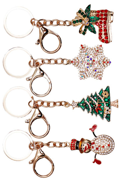Christmas Ornament Bling Rhinestone Key Chain