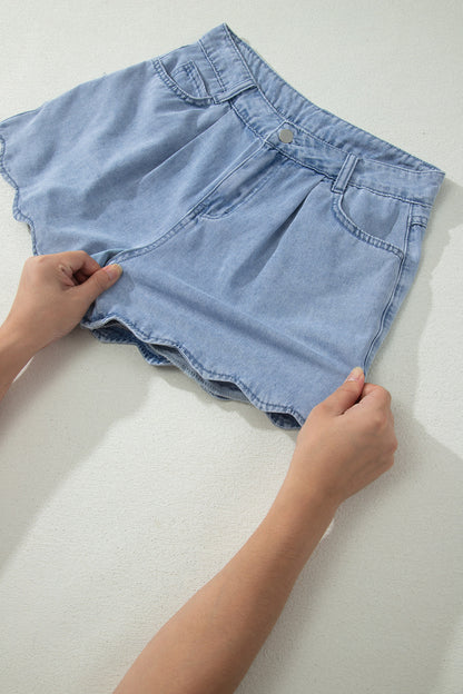 ~PREORDER ~ Myosotis Scalloped Trim Casual Denim Shorts ~PREORDER ~