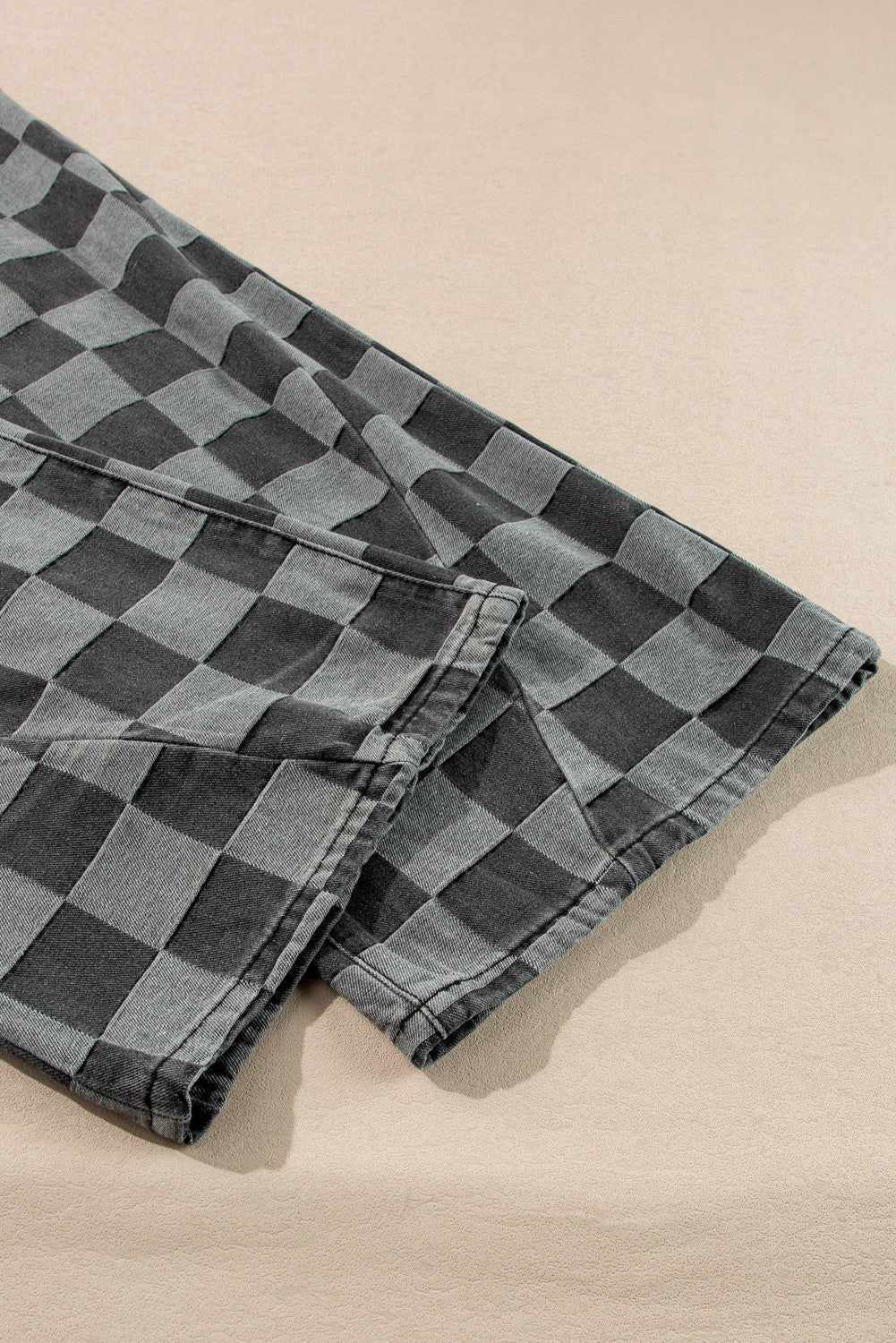 ~PREORDER ~ Dark Grey Checkered Denim Wide Leg Jeans ~PREORDER ~