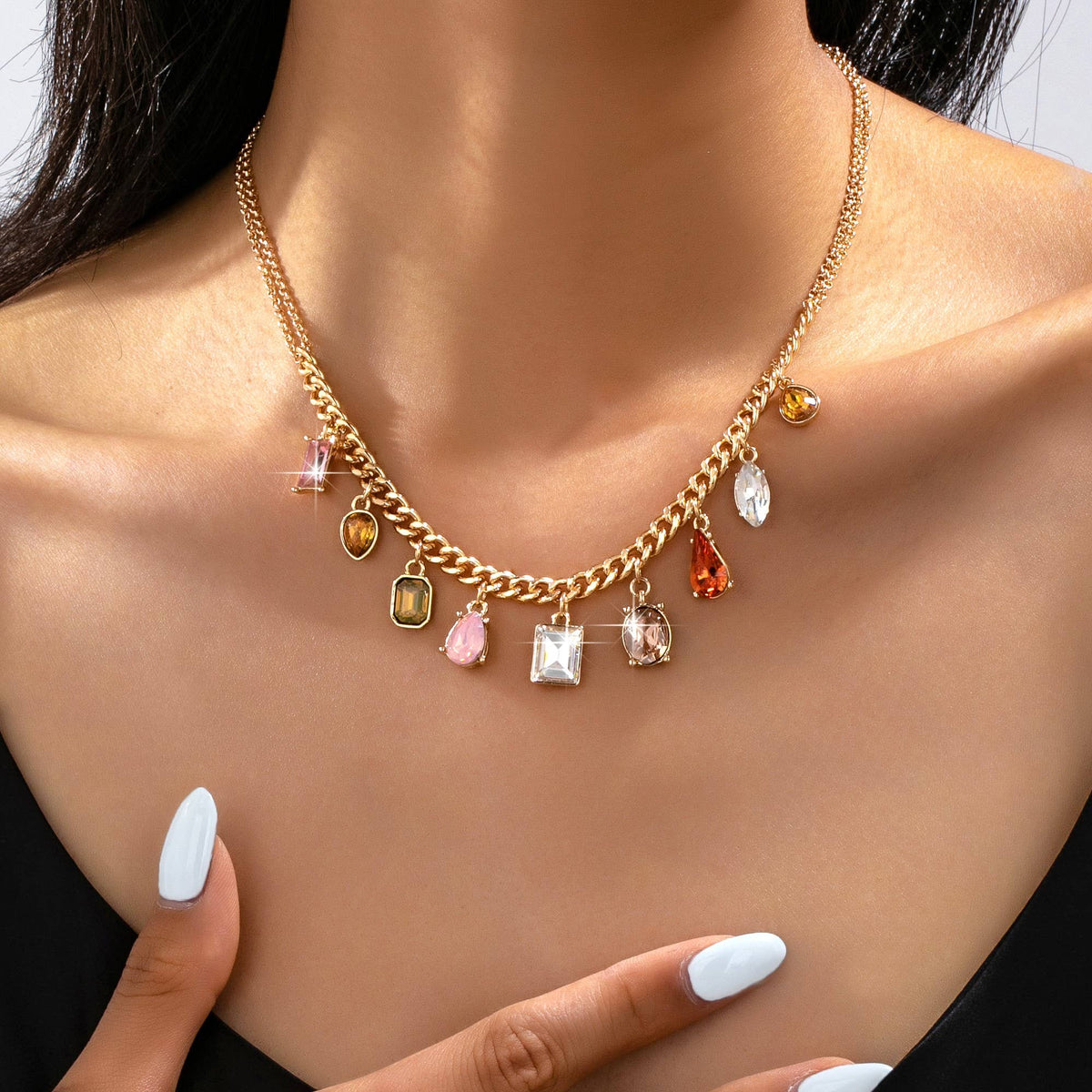 Golden Hour Charm Necklace | Earth Tone Crystal Charm Necklace