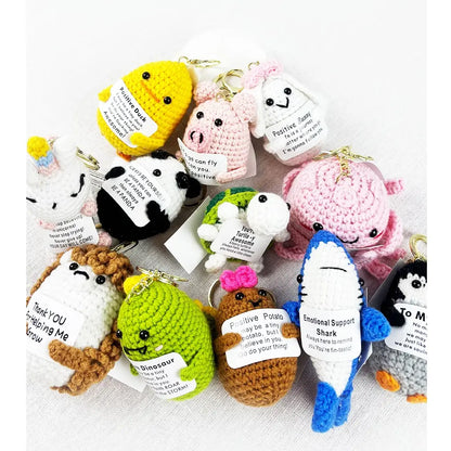 Positive Pals Crochet Keychain | Emotional Support Animal Bag Charm