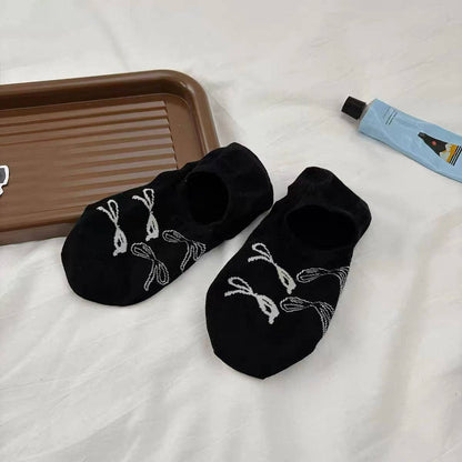 Ladies Cartoon Bow Knit Boat Socks – Cute, Comfy & Totally Bow-tiful! 🎀