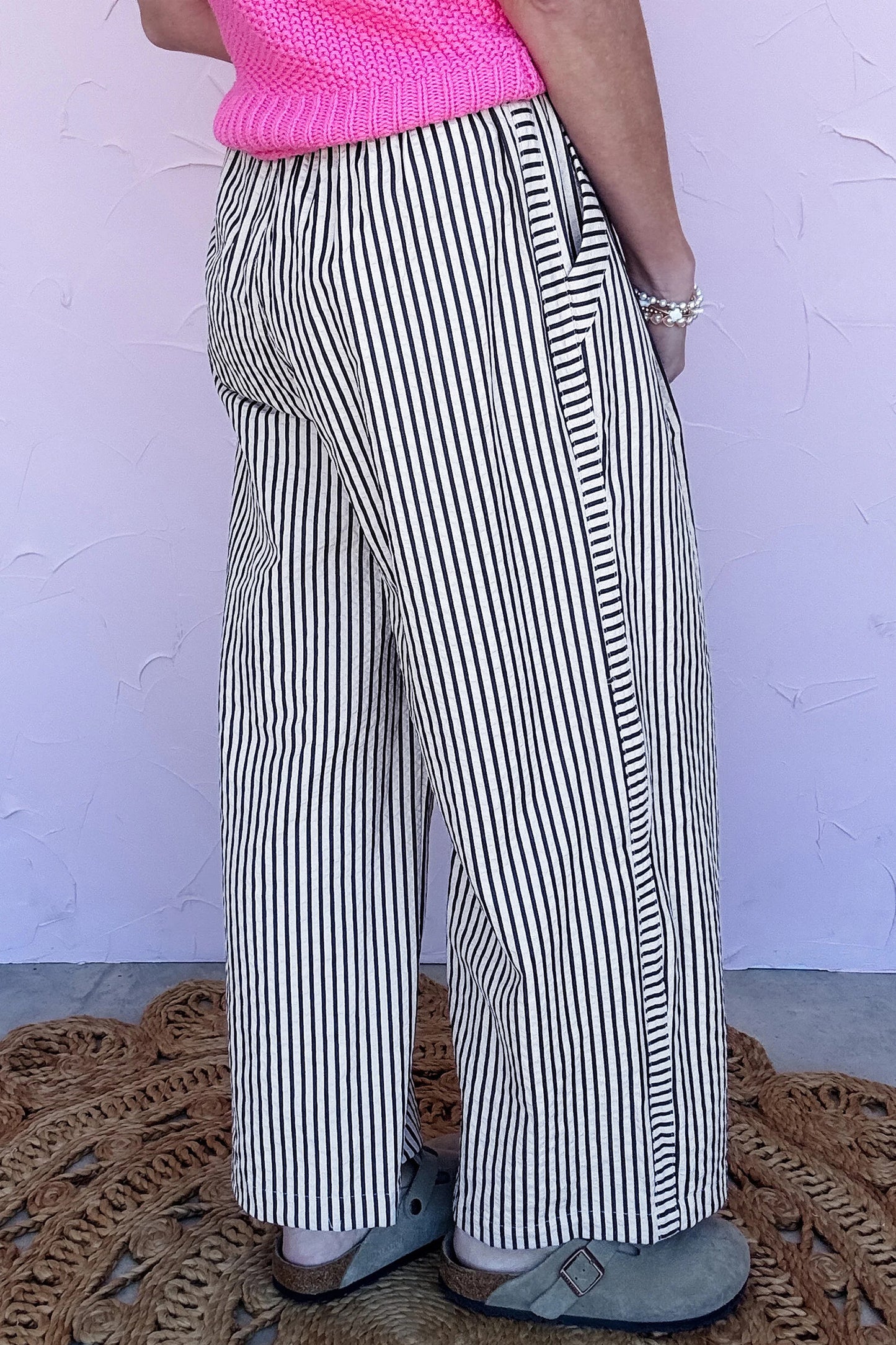 ~PREORDER ~ Black Stripe Wide Leg Casual Pants ~PREORDER ~