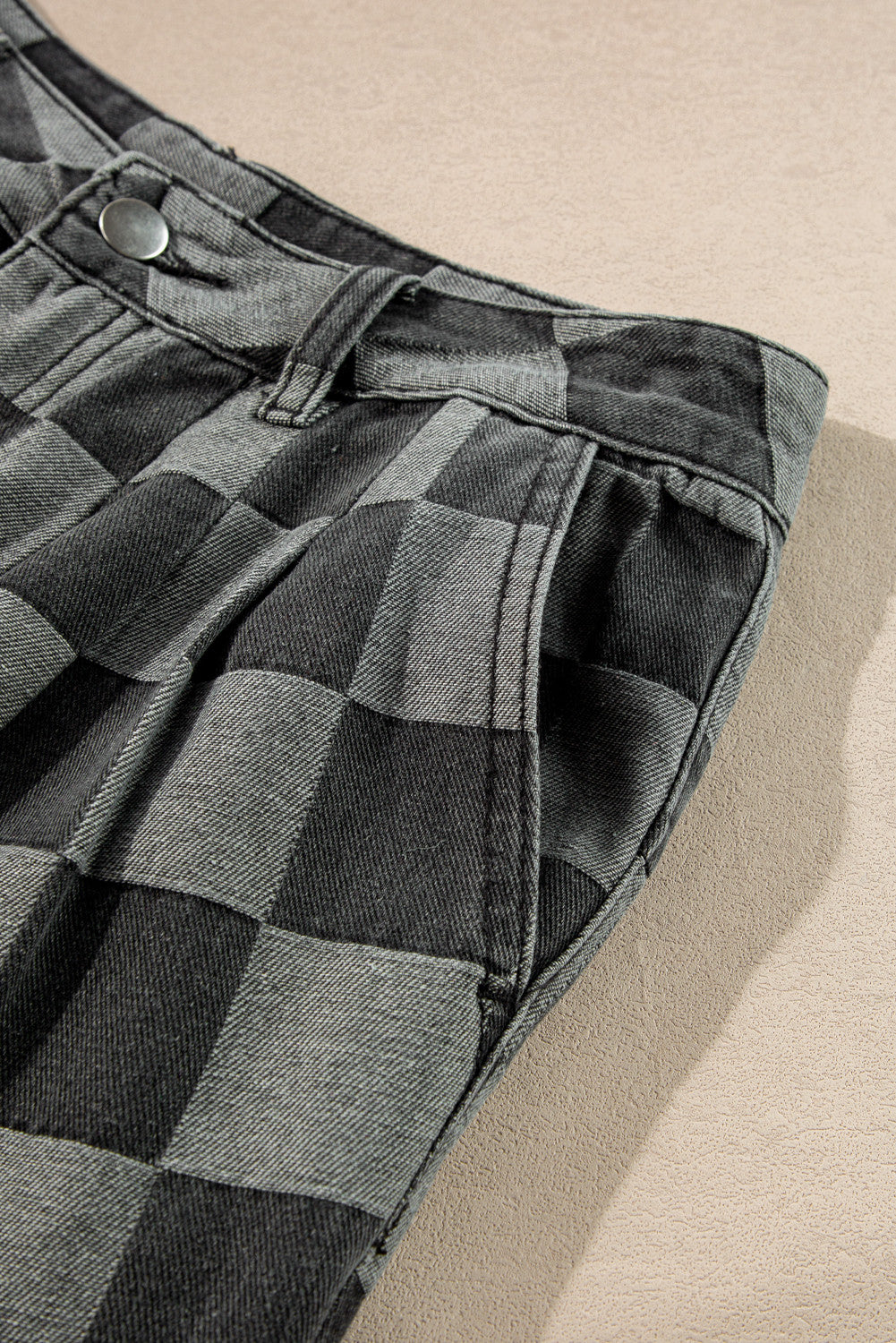 ~PREORDER ~ Dark Grey Checkered Denim Wide Leg Jeans ~PREORDER ~