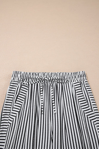 ~PREORDER ~ Black Stripe Wide Leg Casual Pants ~PREORDER ~