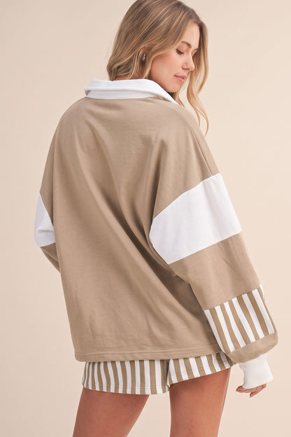 ~PREORDER~ Striped Color Block Pullover Top & Drawstring Shorts Set ~PREORDER~