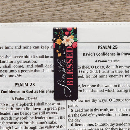 Simply Blessed Magnetic Bookmark Set | Floral Christian Bookmarks