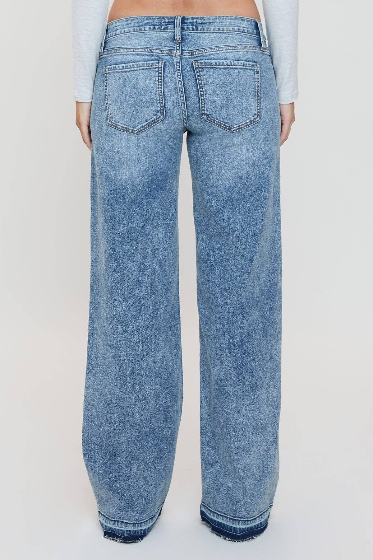 Brittany Release Hem Straight Jeans | YMI Low Rise Wide Straight Denim
