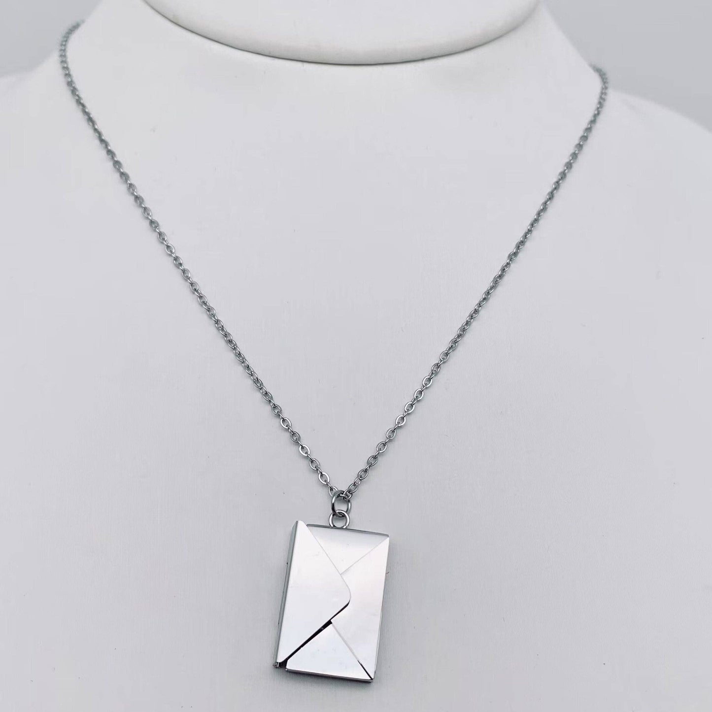 "I Love You" Stainless Steel Openable Envelope Necklace- FGS