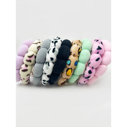 Leopard and Solid Mix of SpaCloud Puff Spa Headband | Leopard & Solid Makeup Headband Headband