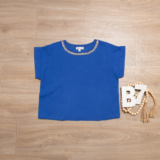 Blue Radiance Embellished Tee