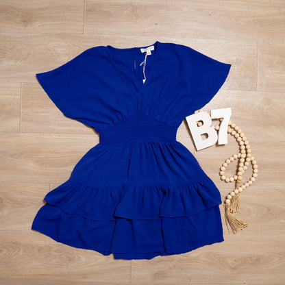 Sapphire Breeze Smocked Mini Dress