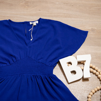 Sapphire Breeze Smocked Mini Dress