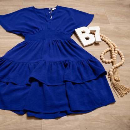 Sapphire Breeze Smocked Mini Dress