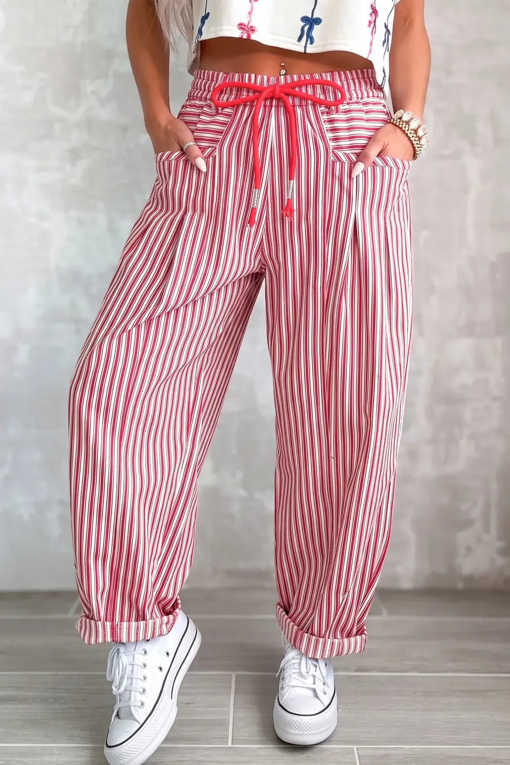 ~PREORDER~ Cherry Stripe Drawstring Barrel Pants ~PREORDER~