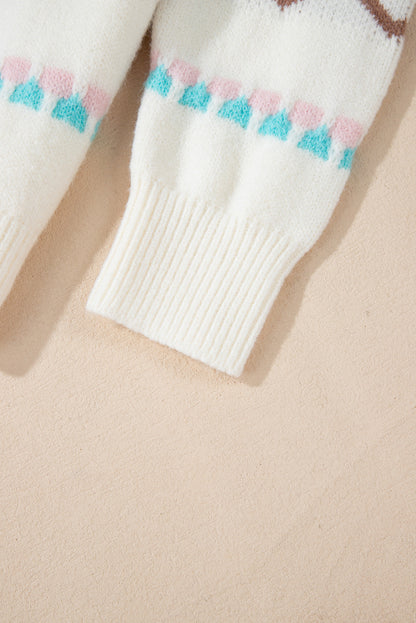 Winter Wonderland Sweater | White Christmas Tree Knit Pullover