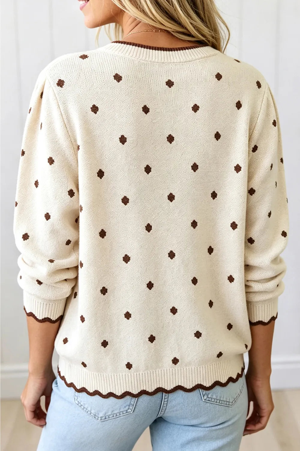 ~PREORDER~ Cocoa Dot Scallop Trim Sweater ~PREORDER~