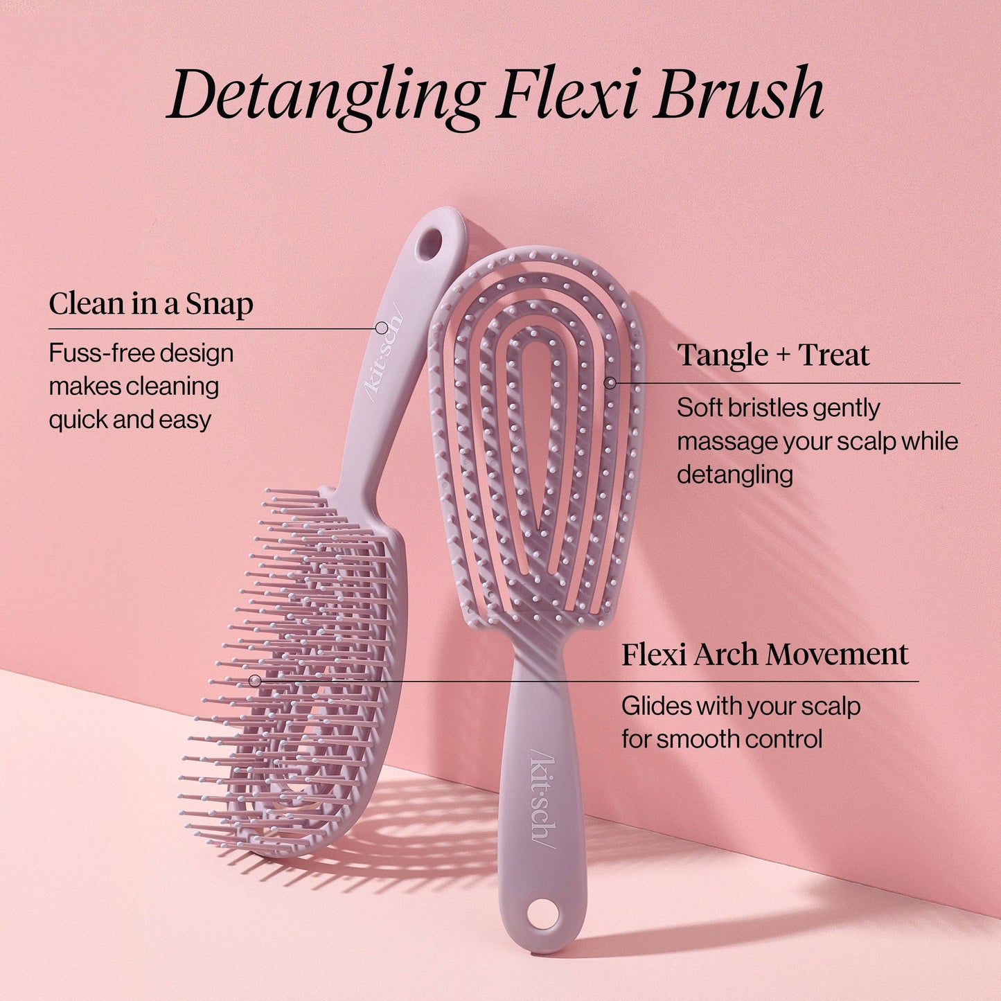 KITSCH Detangling Flexi Brush – Ergonomic Hair Brush for All Hair Types | Soft Lavender