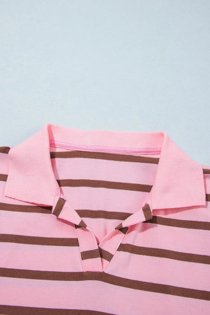 ~PREORDER~ Sweet On Stripes Pink & Brown Collared Top ~PREORDER~