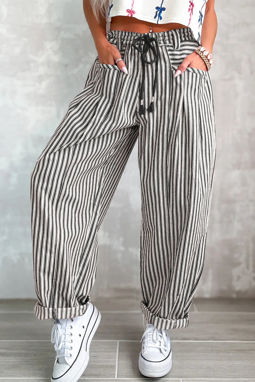 ~PREORDER~ Main Street Stripe Drawstring Barrel Pants ~PREORDER~