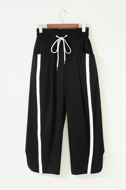 ~PREORDER ~ Sporty Stripe Smocked Waist Cropped Pants ~PREORDER ~