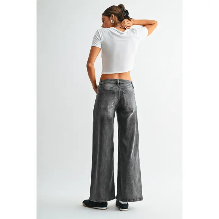 Mica Denim Low & Loose Wide Leg Jeans | Grey Wash Relaxed Denim