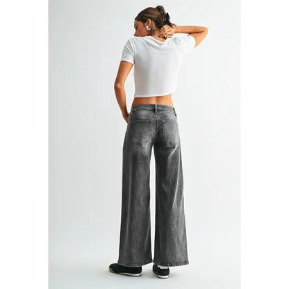 Mica Denim Low & Loose Wide Leg Jeans | Grey Wash Relaxed Denim